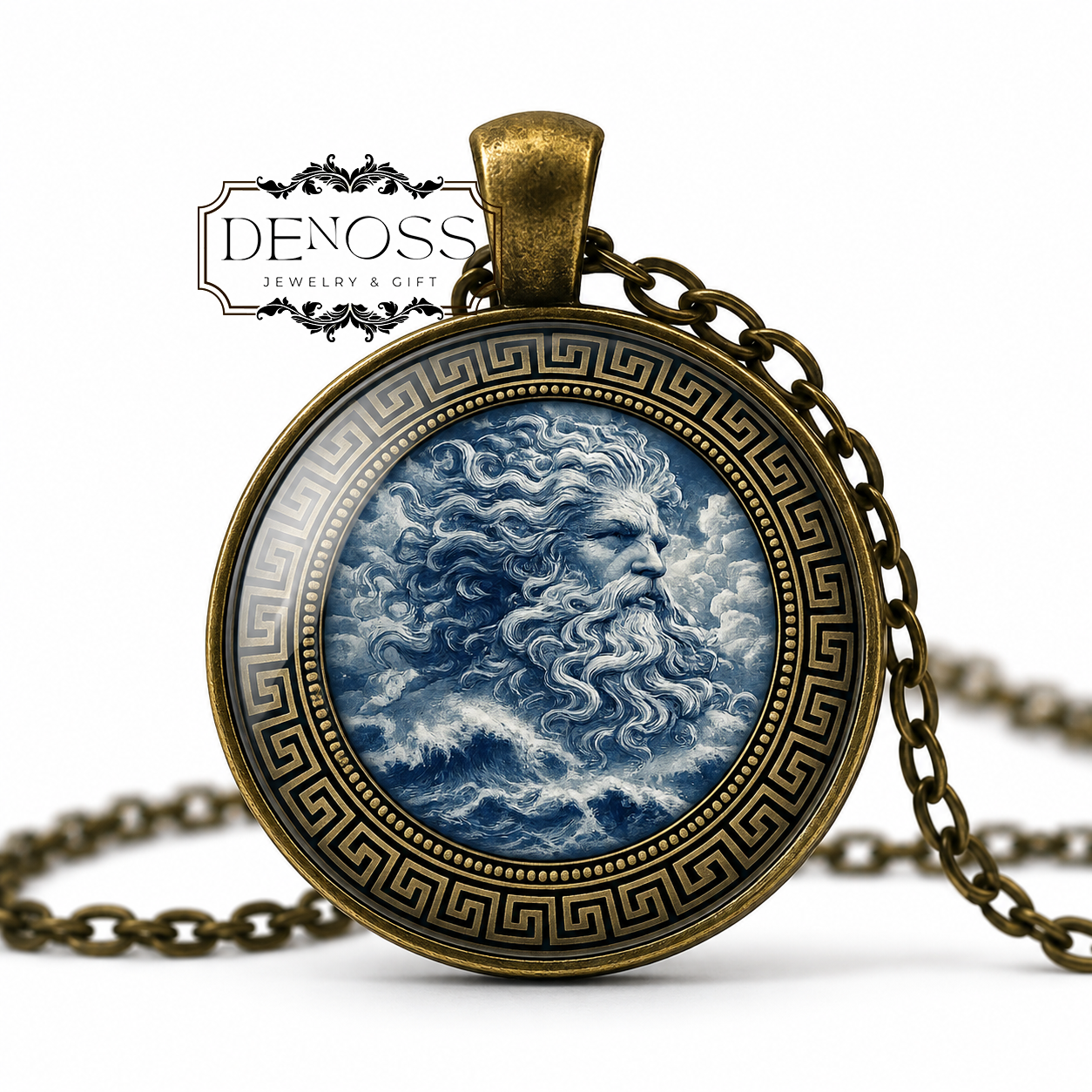 PONTUS Necklace,God of the Deep Sea,Primordial God,Born from Gaia,Greek Mythology,Glass pendant