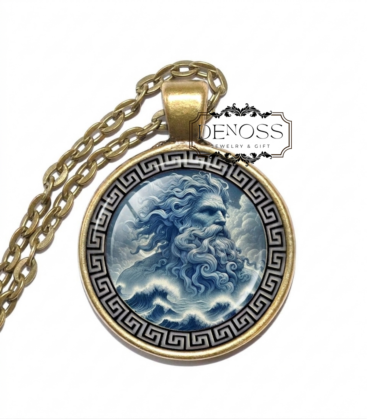 PONTUS Necklace,God of the Deep Sea,Primordial God,Born from Gaia,Greek,Mythology,Glass pendant