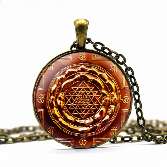 Sri Yantra Mandala Necklace,Sri yantra of Transformation Pendant,Hindu Sacred Geometry Spiritual Tibetan,Flower of Life,Chakra,Yoga jewelry