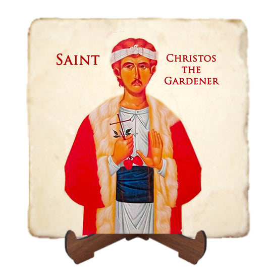 St.Christos the Gardener Icon,Men Saints,Marble Icon,Handmade,Prayer gift,Christian Icon