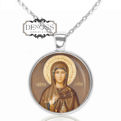 Saint Joanna Necklace,Medal Pendant,Christian Religious Jewelry