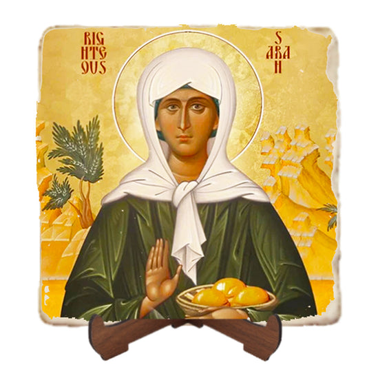 St.Sarah Icon,Women Saint,Marble Icon,Handmade,Prayer gift,Christian Icon