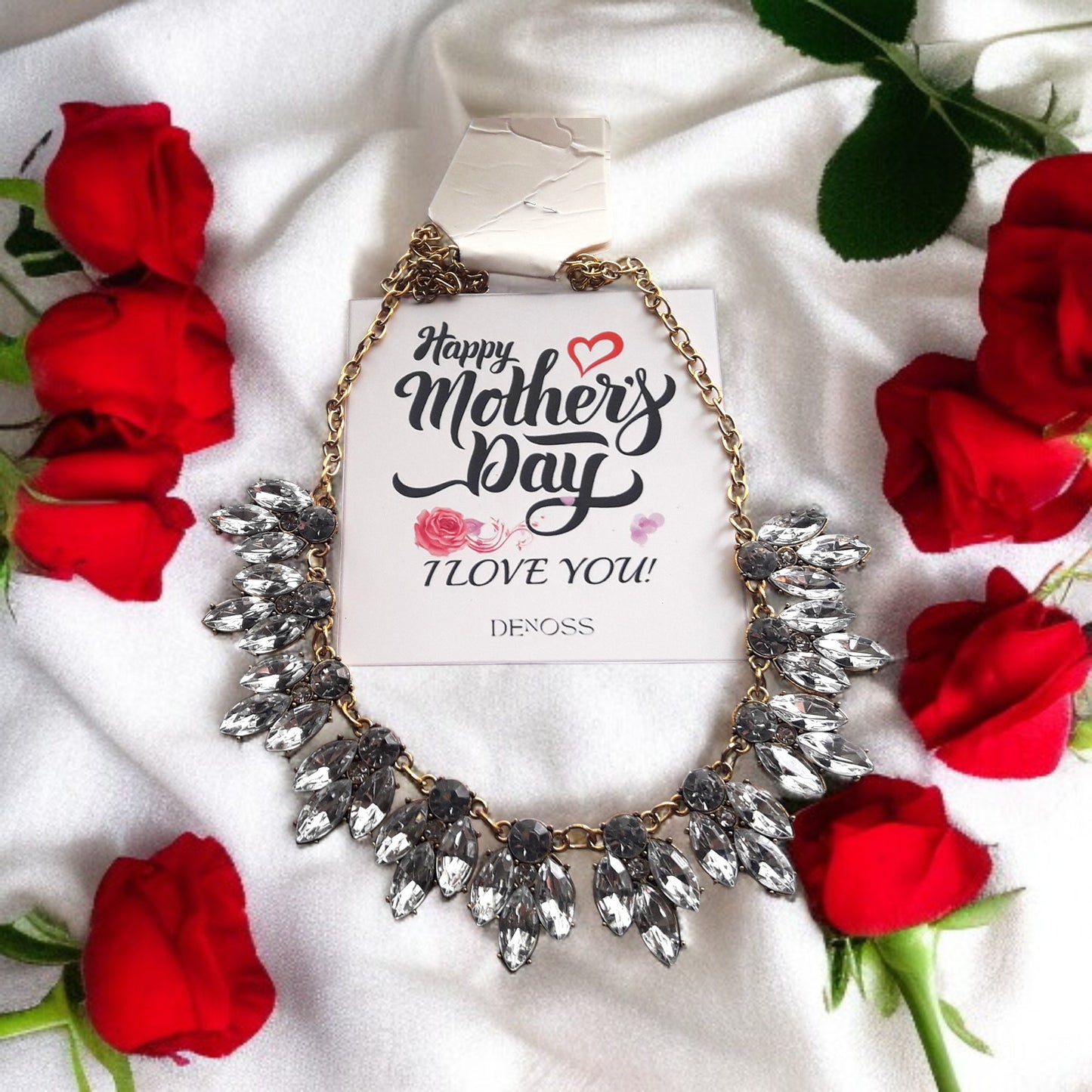 Crystal Flowers Gold-Silver Choker Necklace