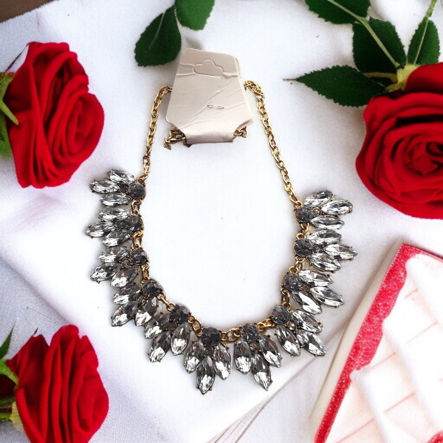 Crystal Flowers Gold-Silver Choker Necklace