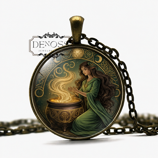 CERRIDWEN Necklace,Celtic Goddess Pendant, Mythology Jewelry,Cauldron Goddess Necklace,Celtic Myth Gift - Denoss