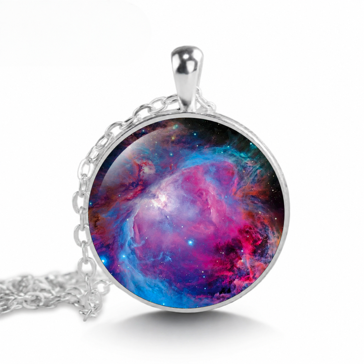 Colorful Nebula Pendant Necklace,Galaxy Cosmos Jewelry for Women