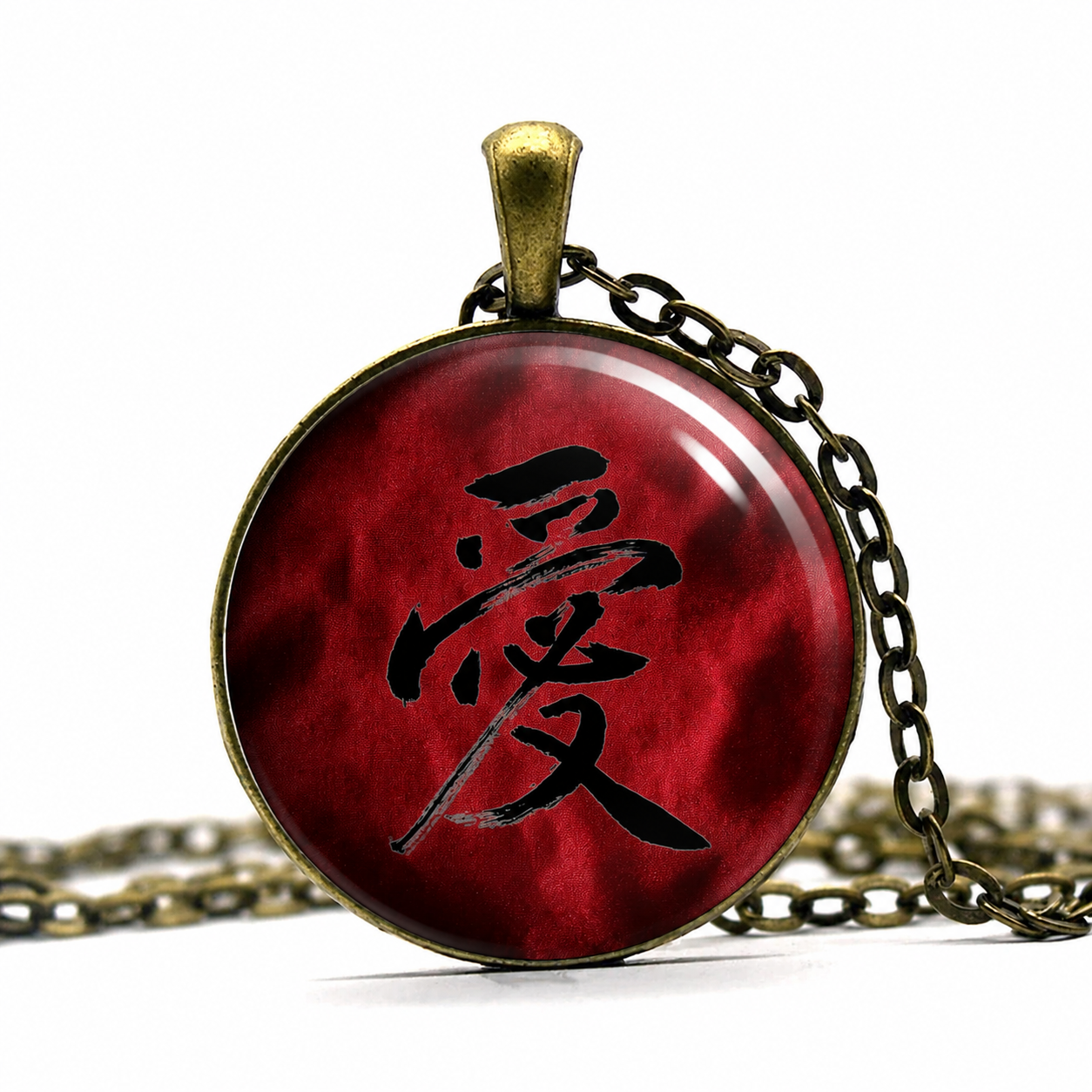 Love kanji necklace, Japanese kanji jewelry Valentine gift romantic gift Kanji art