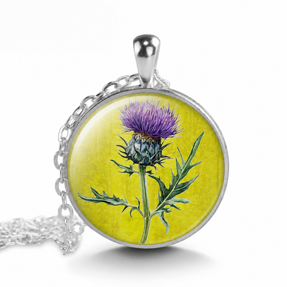 Scottish Thistle necklace,gift for Scotsman or woman,Scotland wildflower gift
