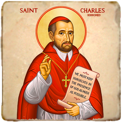 St.Charles Borromeo Icon,Men Saints,Marble Icon,Handmade,Prayer gift,Christian Icon