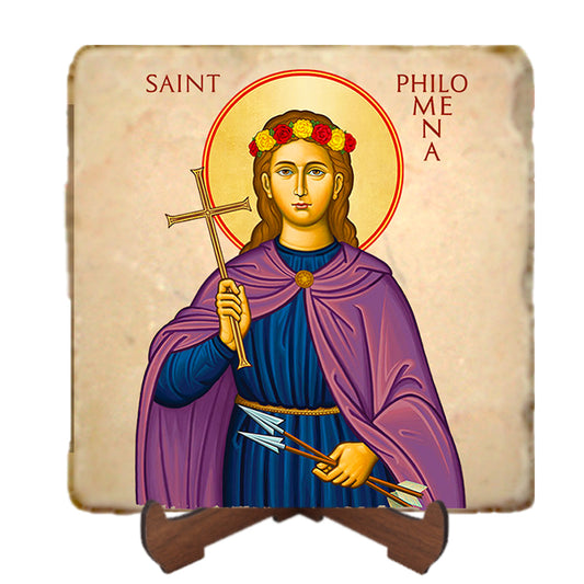 St. Philomena Icon,Women Saint,Marble Icon,Handmade,Prayer gift,Christian Icon