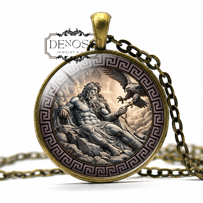 PROMETHEUS Necklace,God of Fire,Titan,Greek Mythology,The Fire Bringer,Supreme Trickster,Glass pendant