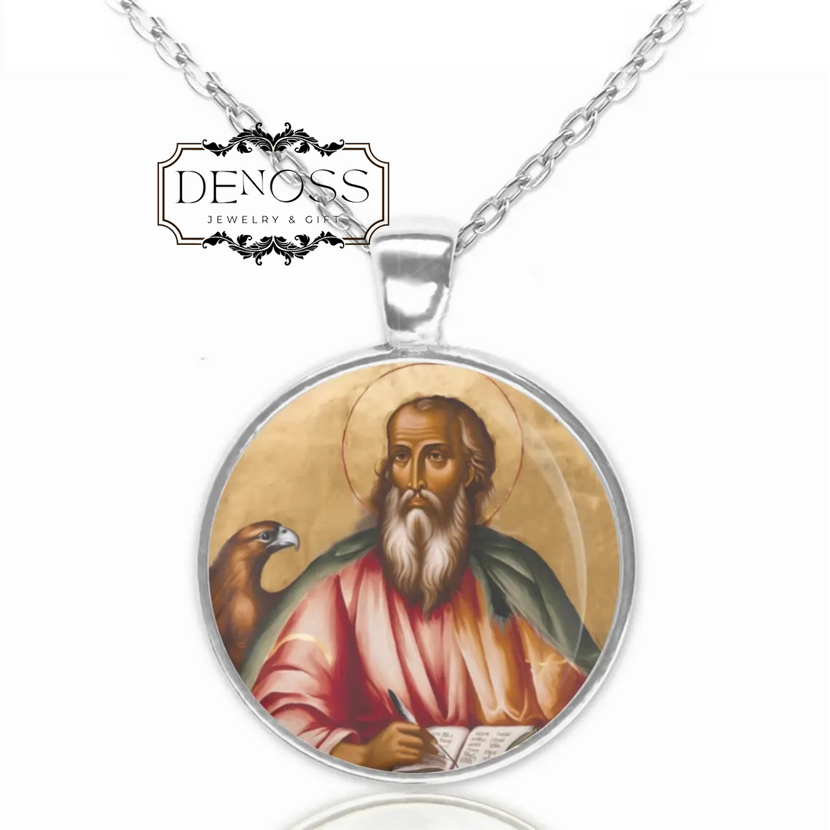 Saint John the Evangelist Catholic Medal Pendant Necklace,Christian Religious Jewelry