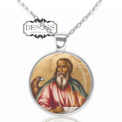 Saint John the Evangelist Catholic Medal Pendant Necklace,Christian Religious Jewelry