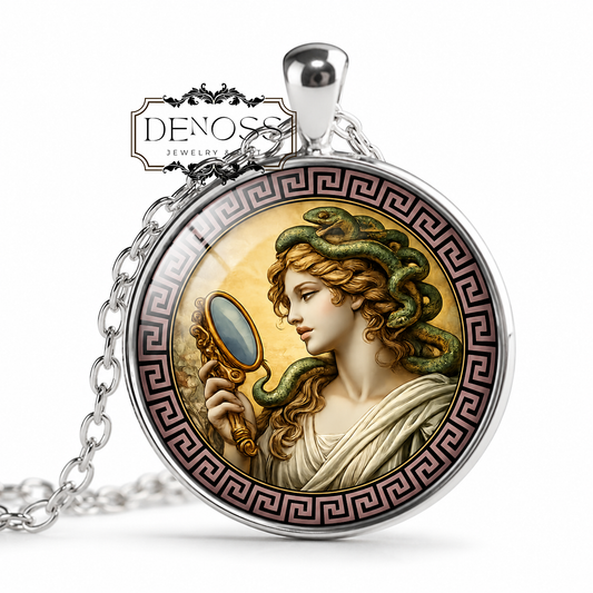 PRUDENTIA Necklace,Goddess of Wisdom,Goddess of Foresight,Goddess of Practical Judgment,Roman,Mythology,Glass Pendant