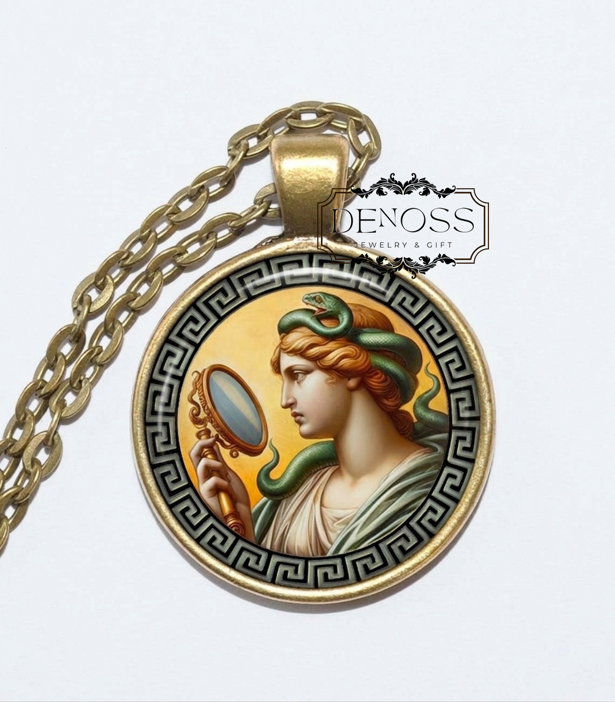 PRUDENTIA Necklace,Goddess of Wisdom,Goddess of Foresight,Goddess of Practical Judgment,Roman,Mythology,Glass Pendant