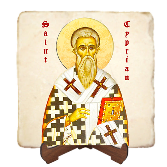 St.Cyprian Icon,Men Saints,Marble Icon,Handmade,Prayer gift,Christian Icon