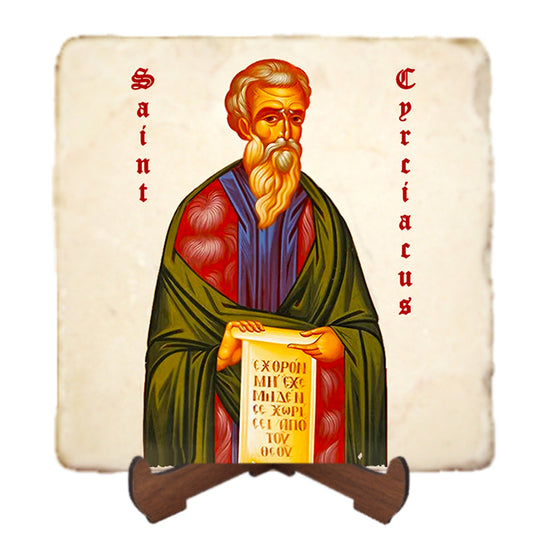 St.Cyrciacus Icon,Men Saints,Marble Icon,Handmade,Prayer gift,Christian Icon