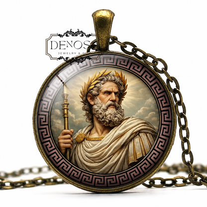 QUIRINUS Necklace,God of War,God of Civic Unity,God of the Roman State,Mythology,Art Pendant Necklace,Glass Pendant