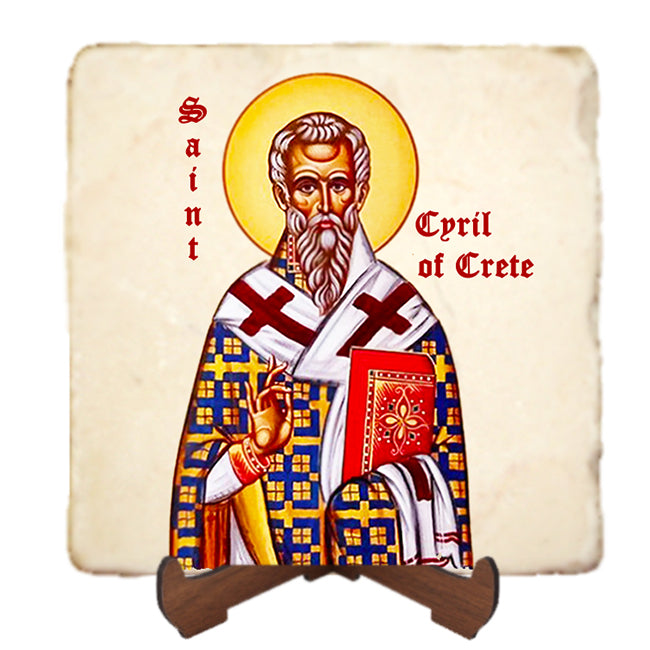 St.Cyril of Crete Icon,Men Saints,Marble Icon,Handmade,Prayer gift,Christian Icon