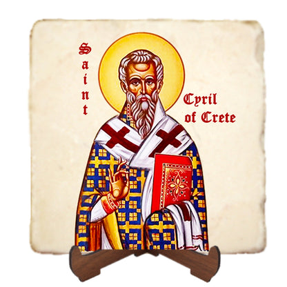 St.Cyril of Crete Icon,Men Saints,Marble Icon,Handmade,Prayer gift,Christian Icon