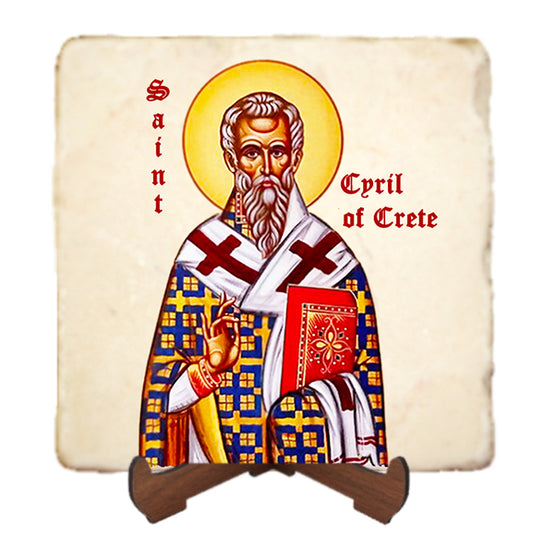 St.Cyril of Crete Icon,Men Saints,Marble Icon,Handmade,Prayer gift,Christian Icon