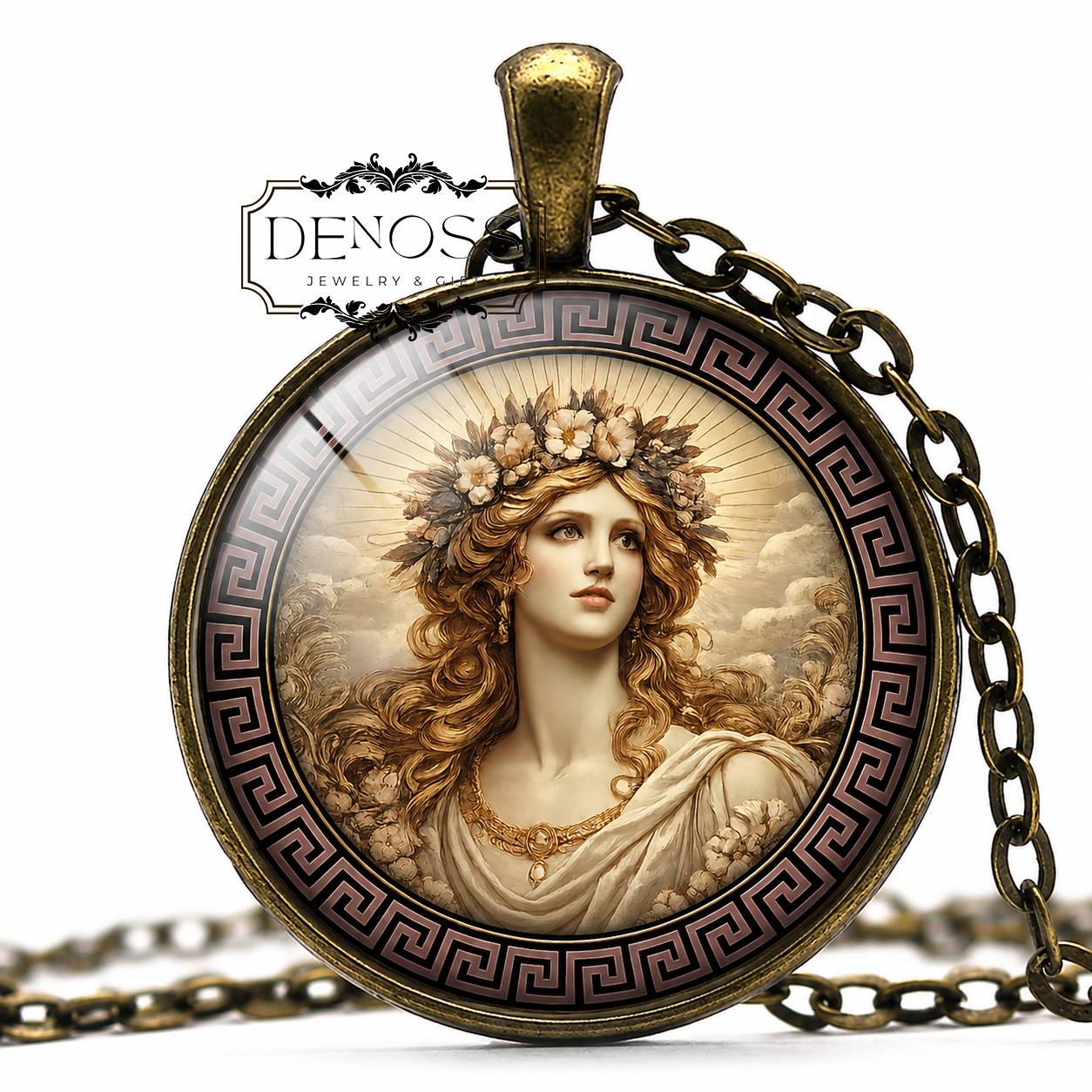 RHEA Necklace,Mother of the Gods,Goddess of Motherhood,Goddess of Female Fertility,Greek, Titan,Mythology,Glass Pendant