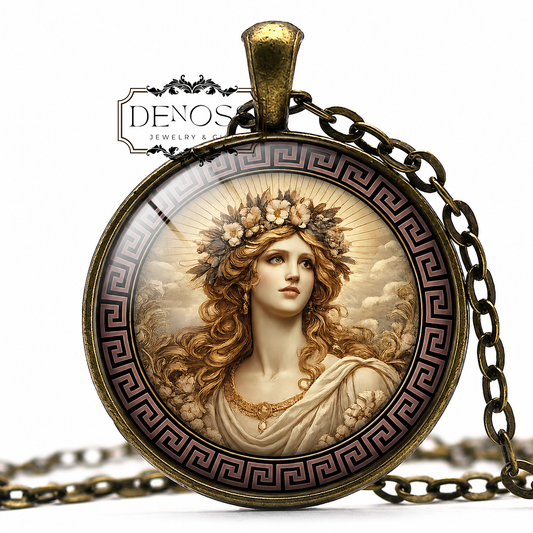 RHEA Necklace,Mother of the Gods,Goddess of Motherhood,Goddess of Female Fertility,Greek, Titan,Mythology,Glass Pendant