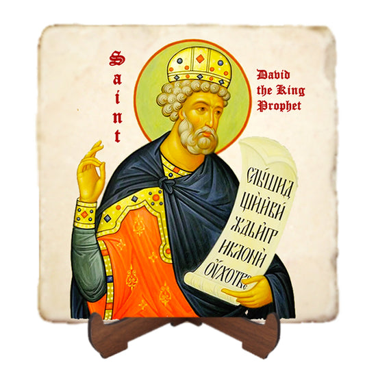 St.David the King Icon,Men Saints,Marble Icon,Handmade,Prayer gift,Christian Icon