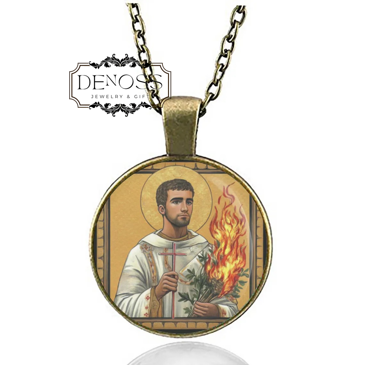 Saint Lawrence Necklace,Religious Pendant Medal
