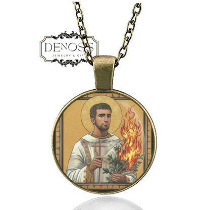 Saint Lawrence Necklace,Religious Pendant Medal