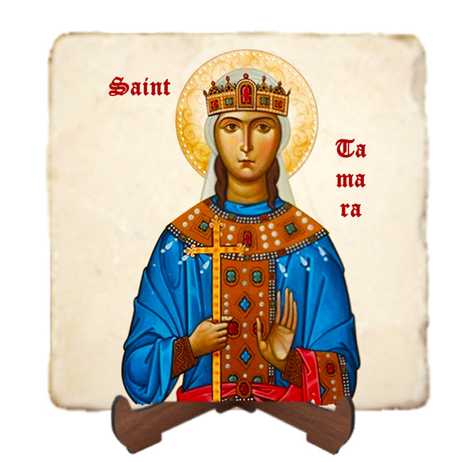 St.Tamara Icon,Women Saint,Marble Icon,Handmade,Prayer gift,Christian Icon