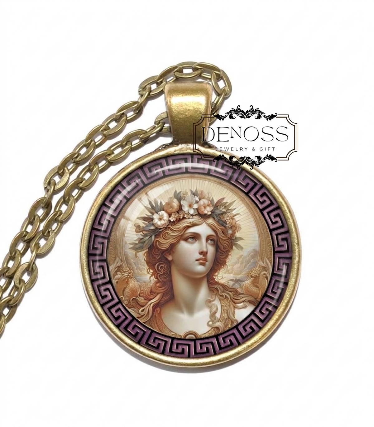 RHEA Necklace,Mother of the Gods,Goddess of Motherhood,Goddess of Female Fertility,Greek,Titan,Mythology,Glass Pendant