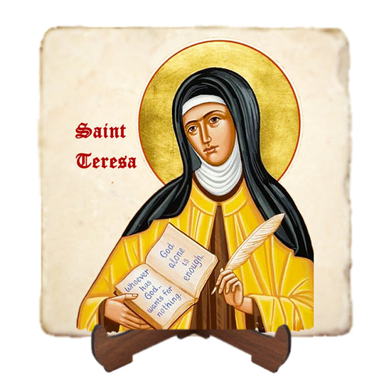 St.Teresa of Avila Icon,Women Saint,Marble Icon,Handmade,Prayer gift,Christian Icon