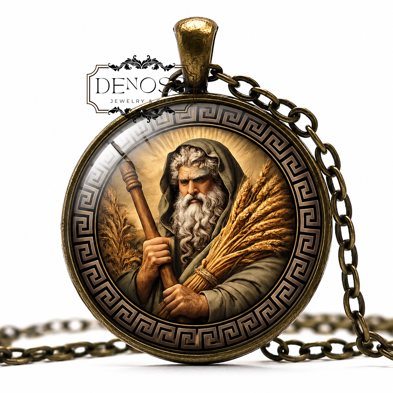SATURN Necklace,God of Time,God of Generation,Roman,God of Wealth,God of Agriculture,Glass Pendant