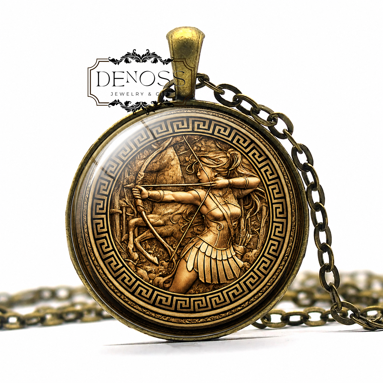 ARTEMIS Necklace,Goddess of the Hunt,Goddess of Wild Animals,Goddess of Wilderness,Goddess of the Moon,Greek,Chastity,Glass Pendant
