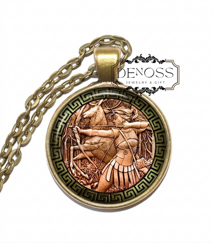 ARTEMIS Necklace,Goddess of the Hunt,Goddess of Wild Animals,Goddess of Wilderness,Goddess of the Moon,Greek,Chastity,Glass Pendant