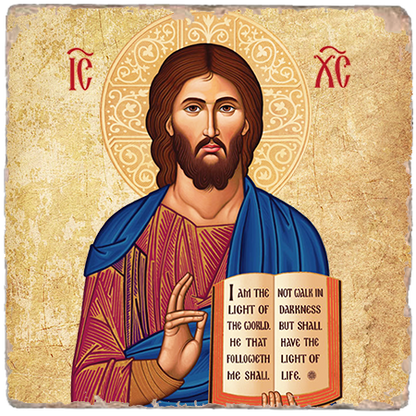 Cretan-Style Christ the Teacher Icon,Marble Icon,Handmade,Baptism gift,Christian Icon