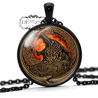 Fenrir Wolf Pendant Necklace,Norse Viking Necklace,Icelandic Jewelry