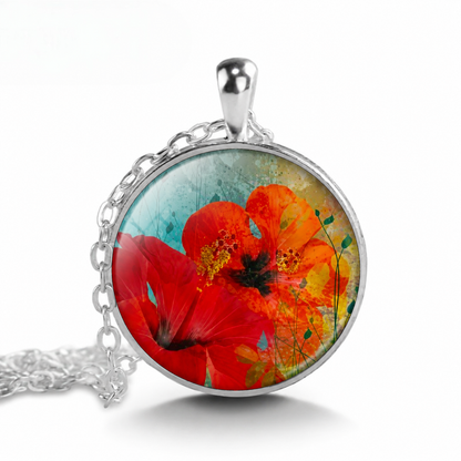 Hibiscus necklace,Hibiscus flower necklace,Hawaiian flower gift,red hibiscus tropical flower