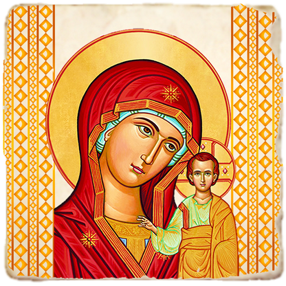 Our Lady of Kazan,Marble Icon,Handmade,Baptism gift,Christian Icon