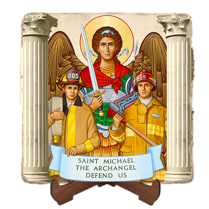 Saint Michael Protector of Firefighters Icon,Marble Icon,Handmade,Baptism gift,Christian Icon
