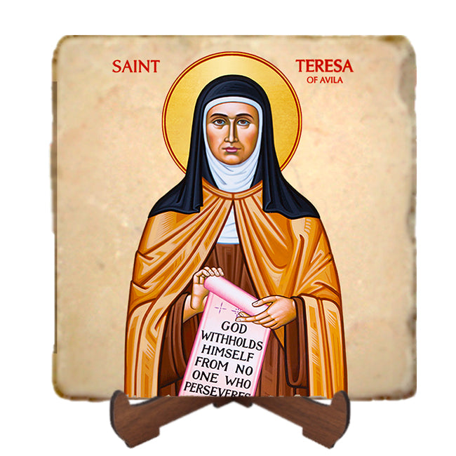 St.Teresa of Avila Icon,Women Saint,Marble Icon,Handmade,Prayer gift,Christian Icon
