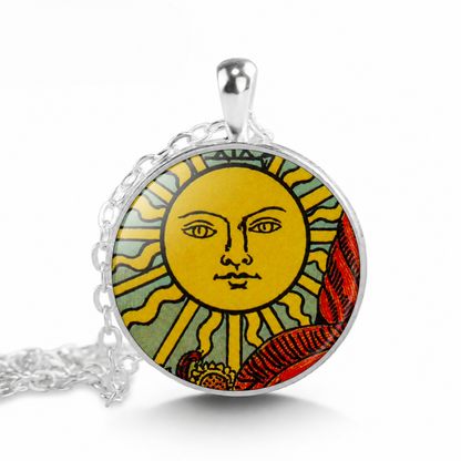 Mystic Tarot Sun necklace,tarot reader gift mystic Sun jewelry,Tarot pendant symbolic jewelry,Leo gift