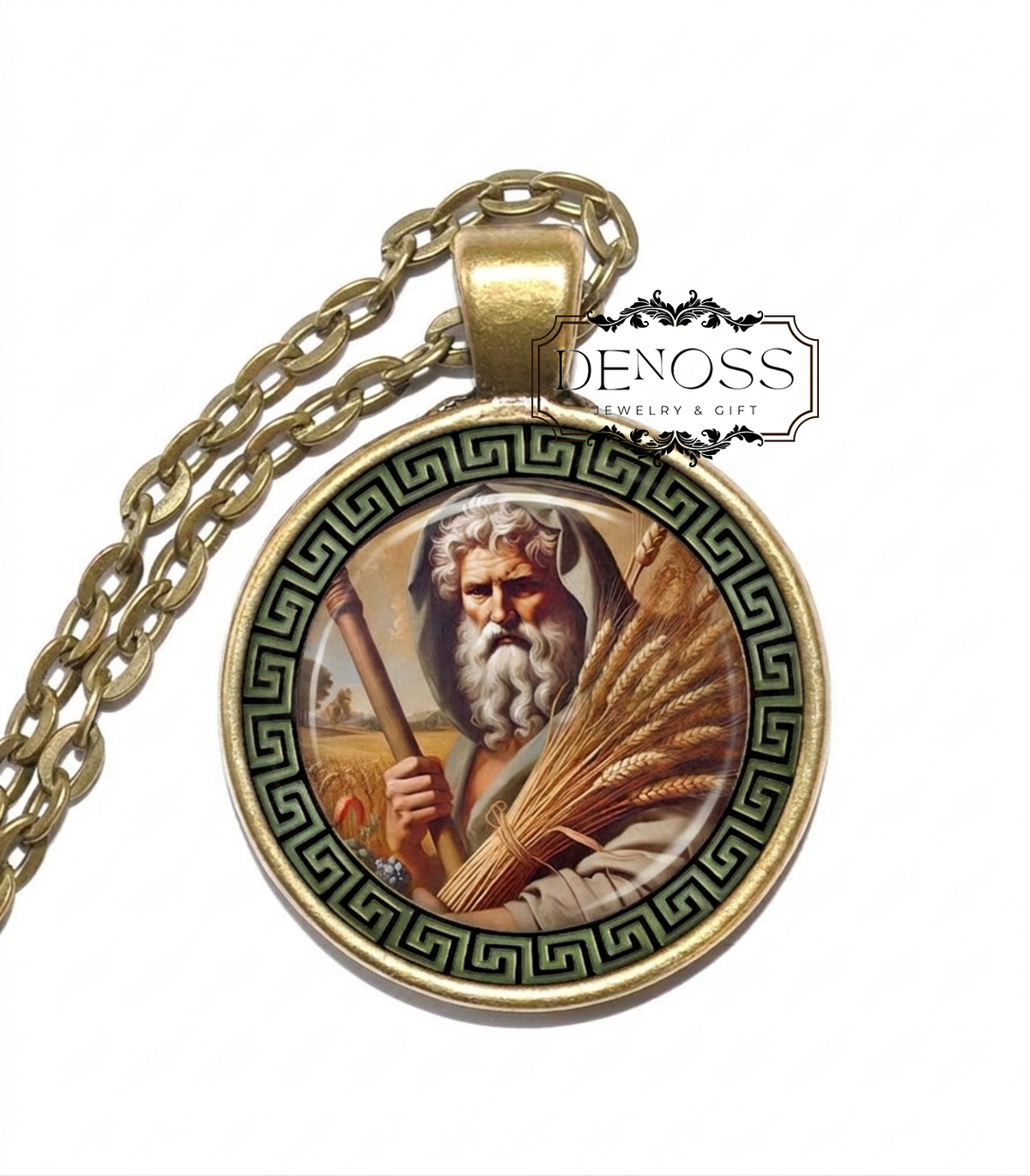 SATURN Necklace,God of Time,God of Generation,Roman,God of Abundancwe,God of Wealth,God of Agriculture,Glass Pendant
