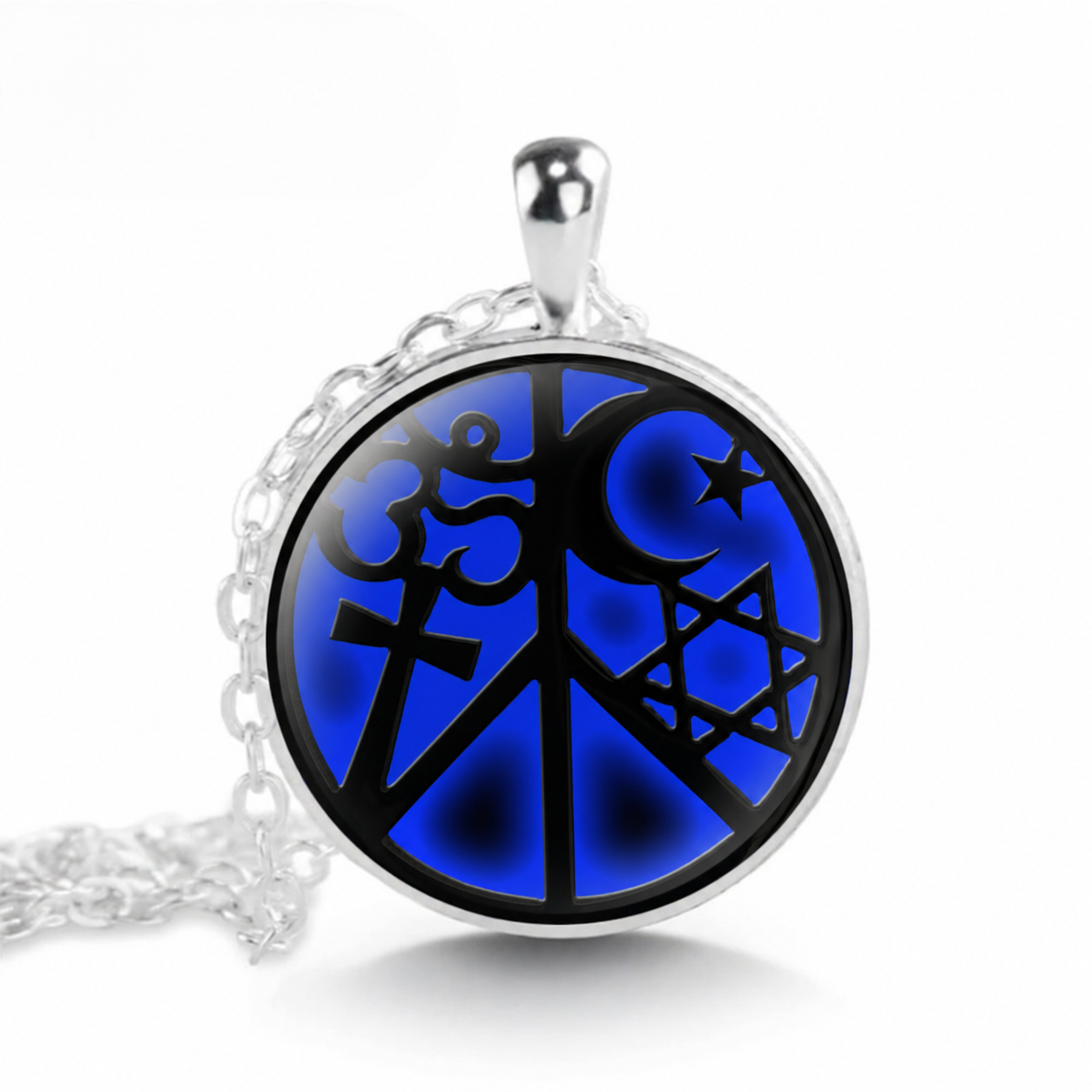 Coexist in Peace Necklace,Peace Necklace,Unity Pendant,Interfaith Coexist Jewelry,Om Cross Crescent Moon Star David Pendant Amulet Gift