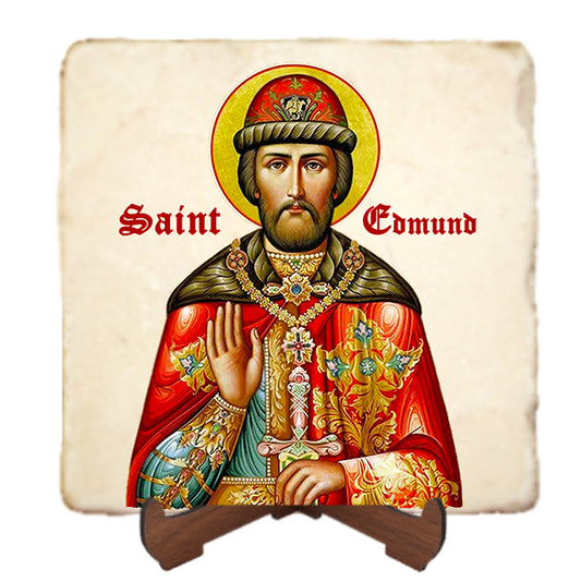 ST.Edmund Great Icon,Men Saints,Marble Icon,Handmade,Prayer gift,Christian Icon
