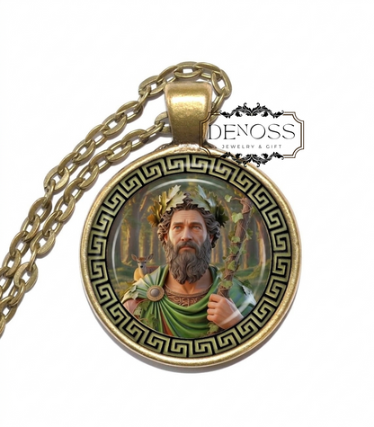 SILVANUS Necklace,God of Forests,God of Fields,God of Wild Nature,Protector of the Countryside,Roman Mythology,Glass Pendant