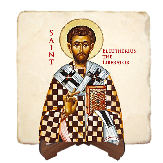 St.Eleutherius the Liberator Icon,Men Saints,Marble Icon,Handmade,Prayer gift,Christian Icon