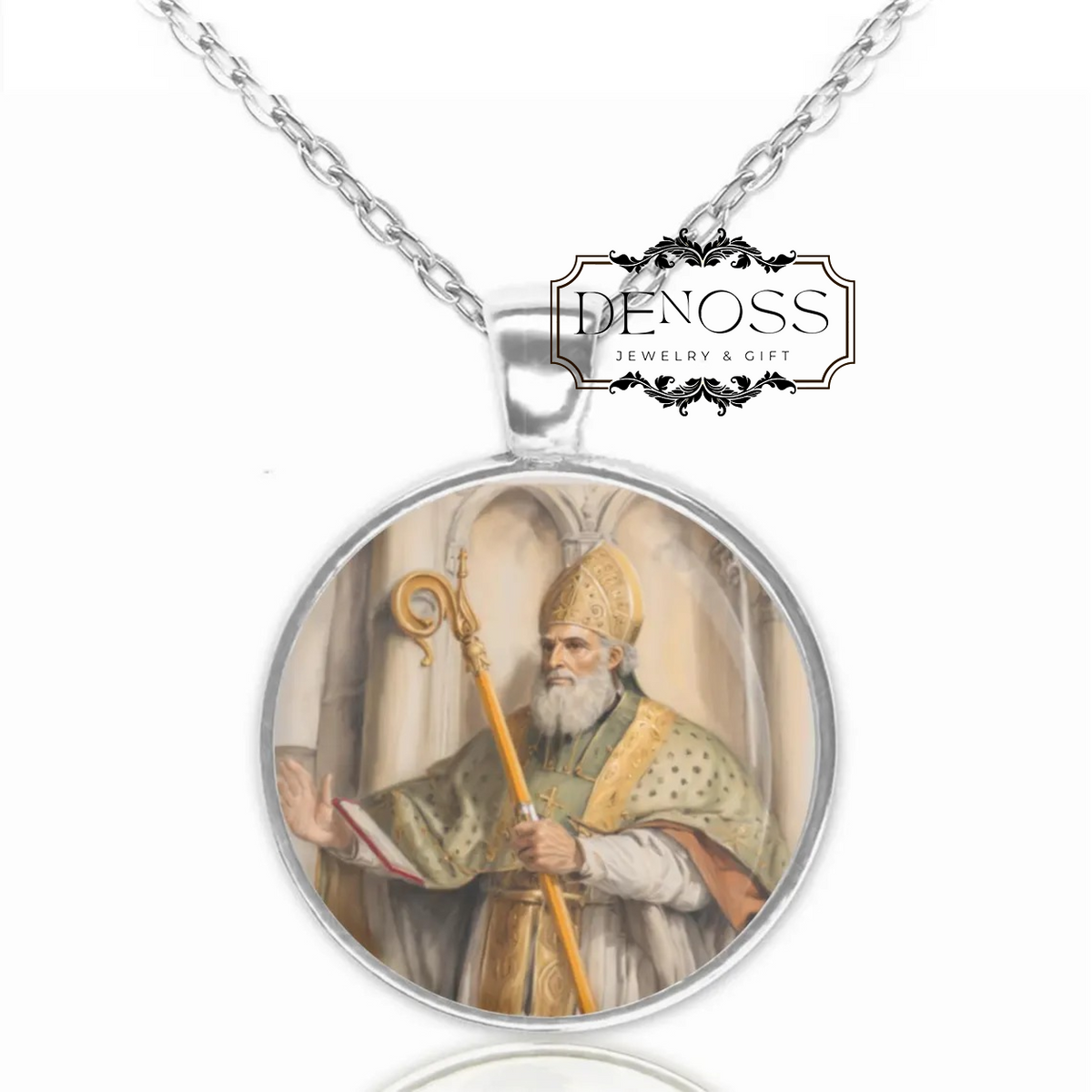Saint Leodegar Catholic Necklace,Patron Saint Pendant