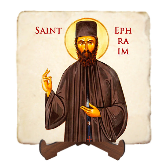 St.Ephraim Icon,Men Saints,Marble Icon,Handmade,Prayer gift,Christian Icon